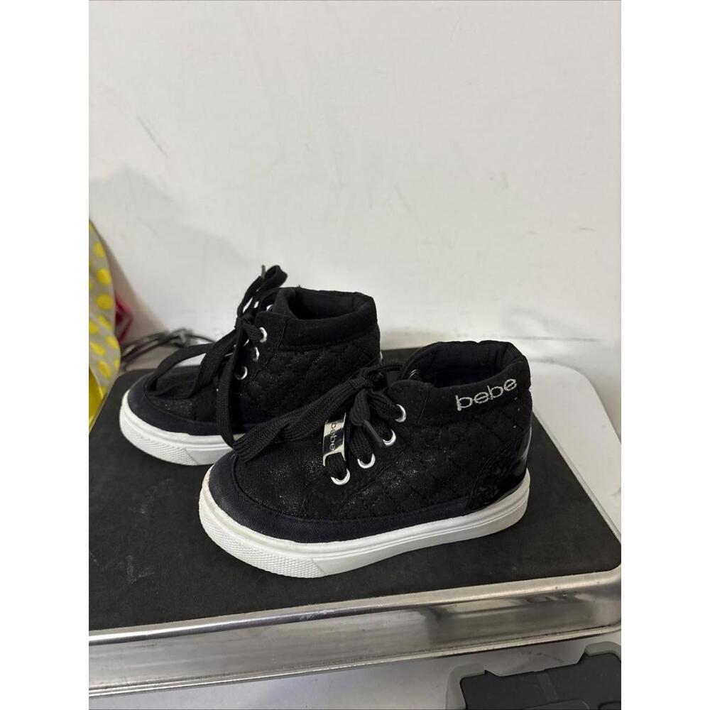 Toddlers Size 7 Bebe High top Black‎ Clothe Shoes Excellent Condition